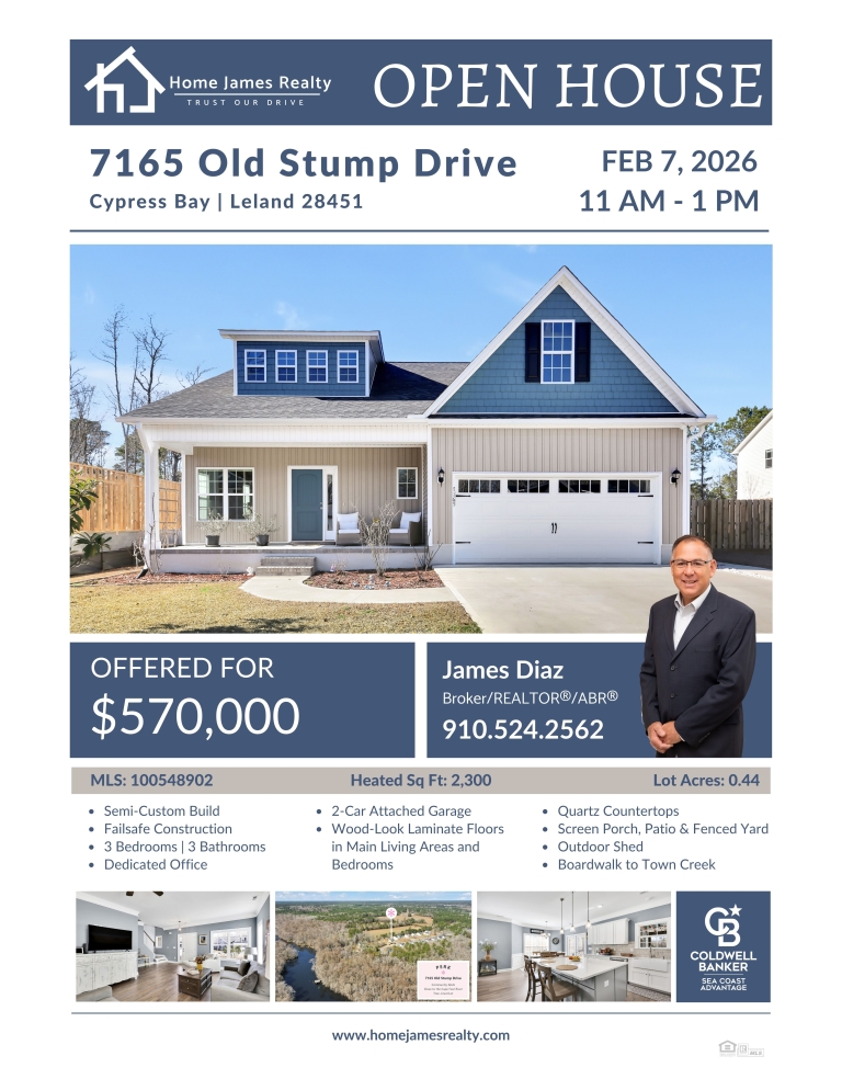 Open House For Sale Cypress Bay Leland 7165 Old Stump Drive